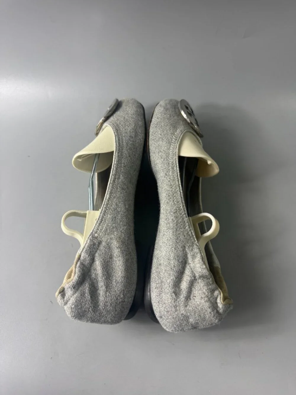 Tory Burch Reva Gray Silver Wool Ballet Flats Shoes, Size 7
